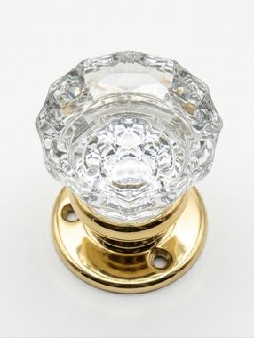 New Vintage Dexter Lock Co Crystal Brass Friction Closet Antique Set 5